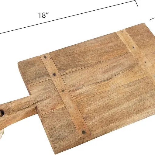 Handmade mango wood cheese plate with rope on handle