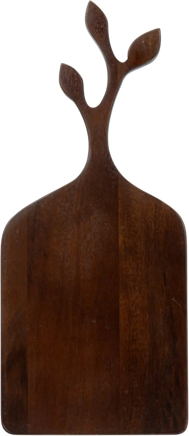 Creative Co-Op Acacia Wood Slicer Branch Shape Design Handle, Walnut Finish Cheese and Cutting Board